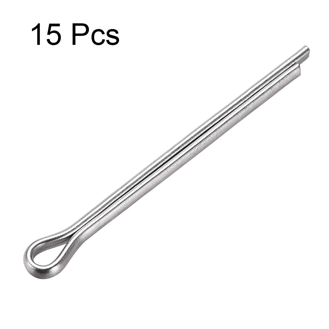 XYWHPGV Coppiglia divisa - 4 mm x 50 mm in acciaio inossidabile 304 a 2 punte con chiusura a clip tono argento 15 pezzi(1ec4c 7a8e6 8c8e1 407b4 252ca 526d4