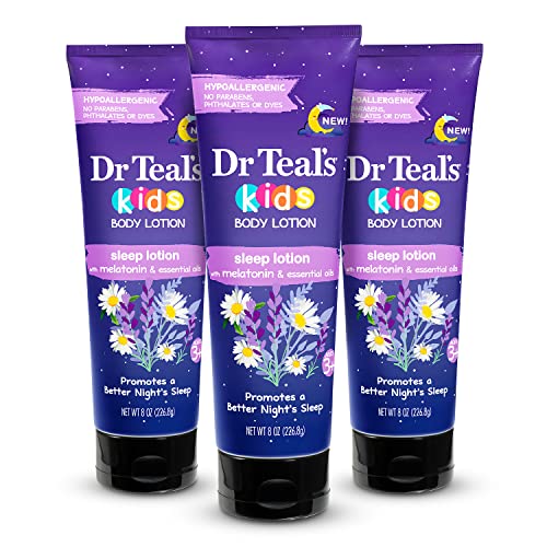 Image of Dr Teal's Kids Body Lotion, Sleep Lotion with Melatonin & Essential Oils, 8 fl oz (Pack of 3) (Packaging May Vary)