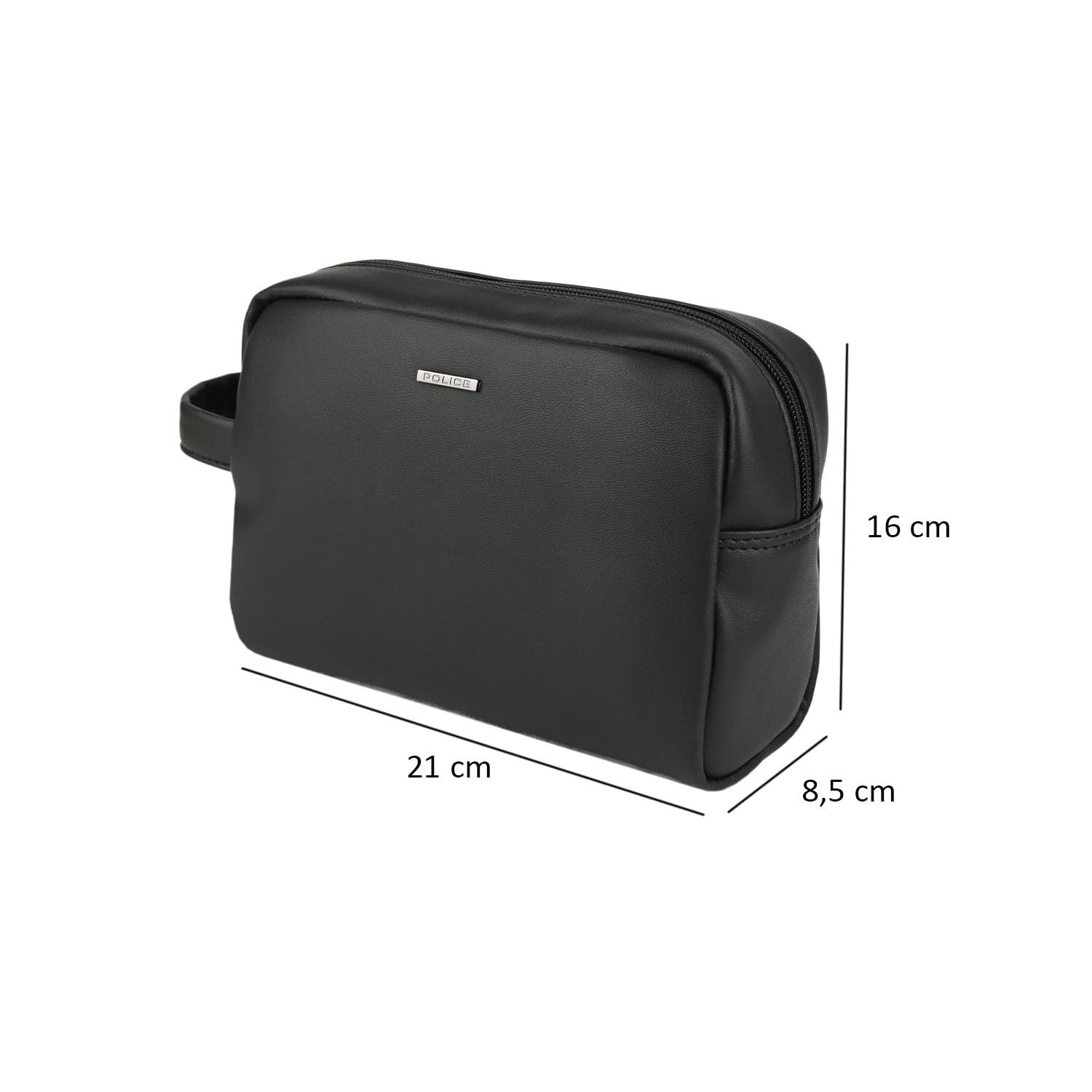 Police Pochette Uomo Donna a Mano in Similpelle, Beauty Case da Viaggio, Trousse Morbida