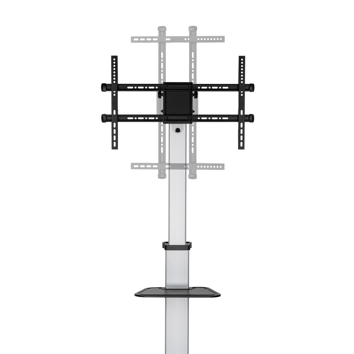 AISENS - FT86TRE-197 - Supporto da pavimento con ruota, vassoio per DVD per monitor/TV 50 kg di 37-86, nero-argento