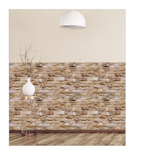 Relaxdays Wandpaneele selbstklebend im 10er Set, dekorative Steinoptik, 3D...