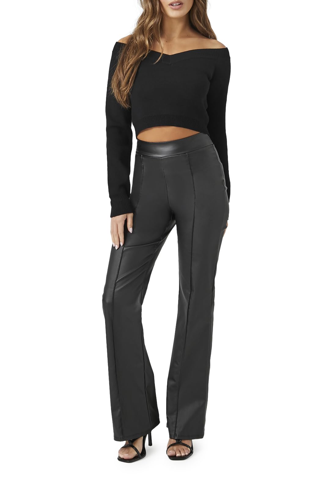 Forever 21 Womens Faux Leather Straight-Leg Pants