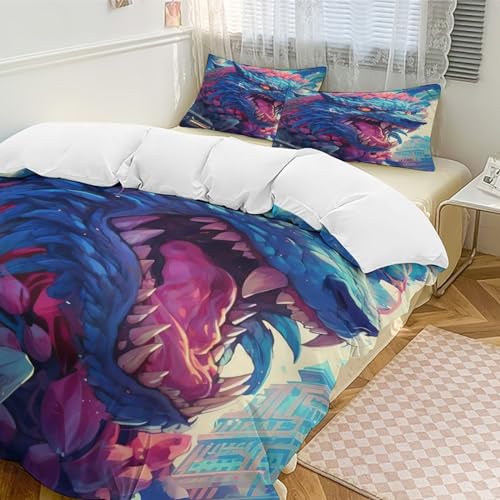 Parure de lit dragon 3D idée cadeau originale en microfibre douce king size - 5