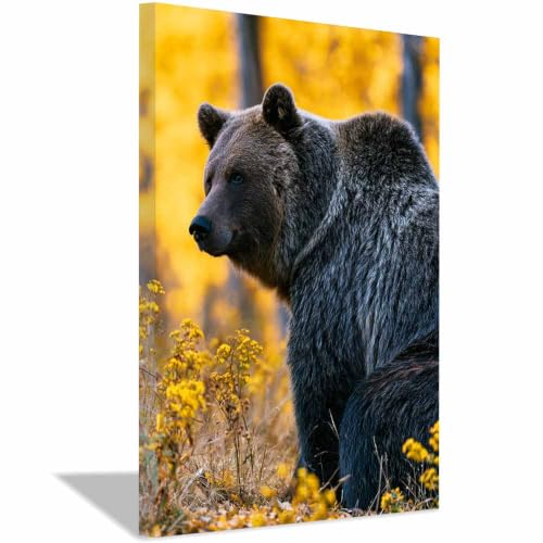 Peinture murale d'art ours d'automne sur toile encadree haut de gamme