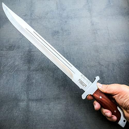 Miniatura 2 de Machete táctico de acero inoxidable de 18 pulgadas con mango de madera