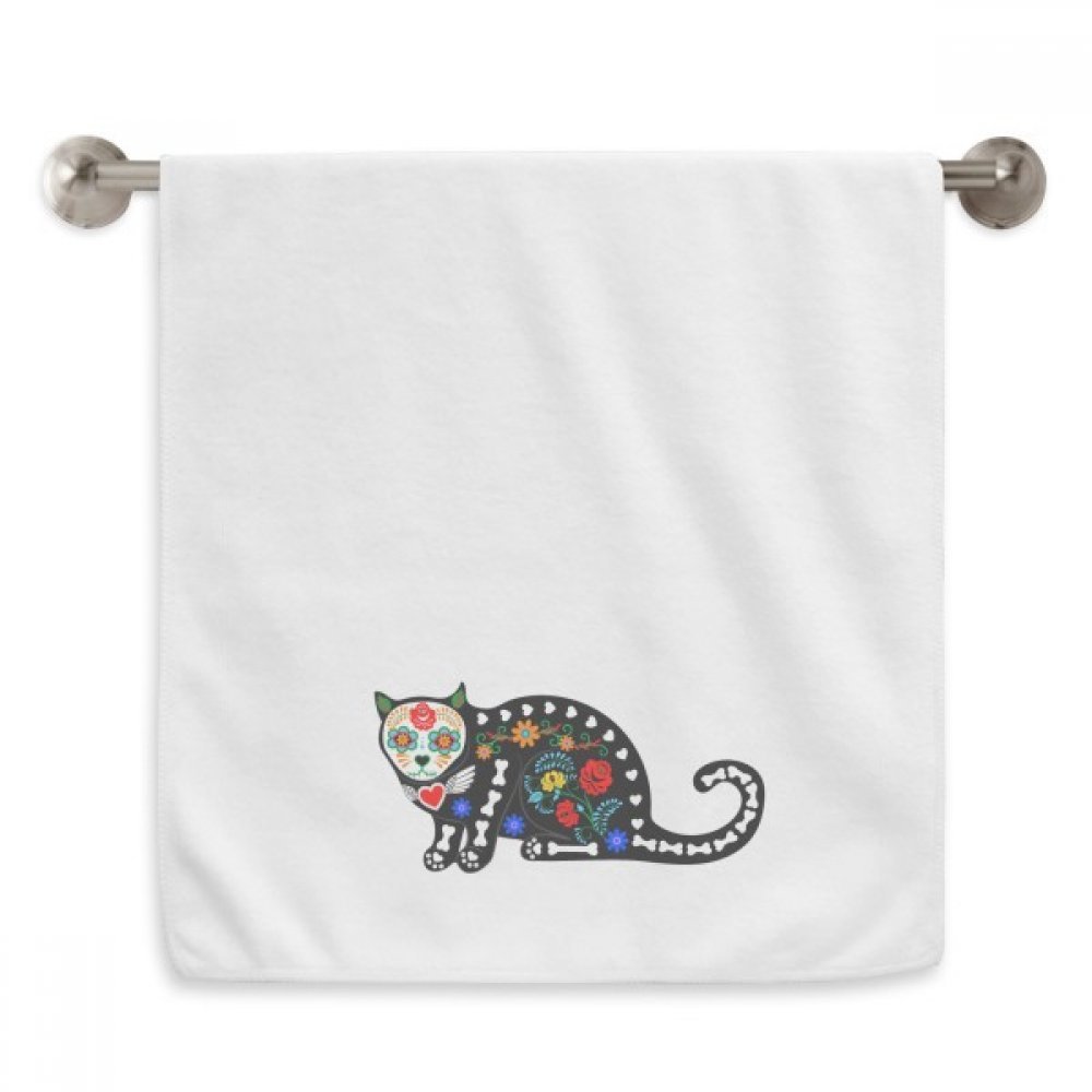 Serviette moelleuse chat noir et diadème Halloween en tissu blanc absorbant 13 x 29 inch