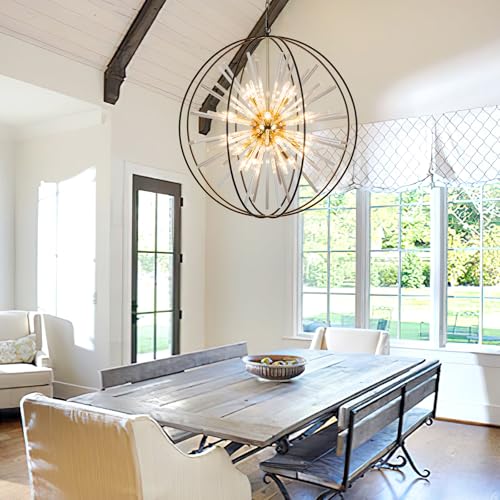 Image of Modern Large Black and Gold Crystal Chandelier for Entryway High Ceiling
