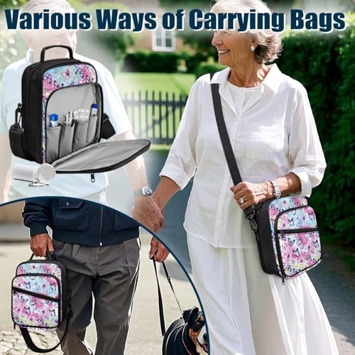 Colorful Butterfly Emergency Medical Messenger Bag Large Capacity & Removable Shoulder Strap Diabetes Organizer Bag for Work, Meeting Friends or Traveling4