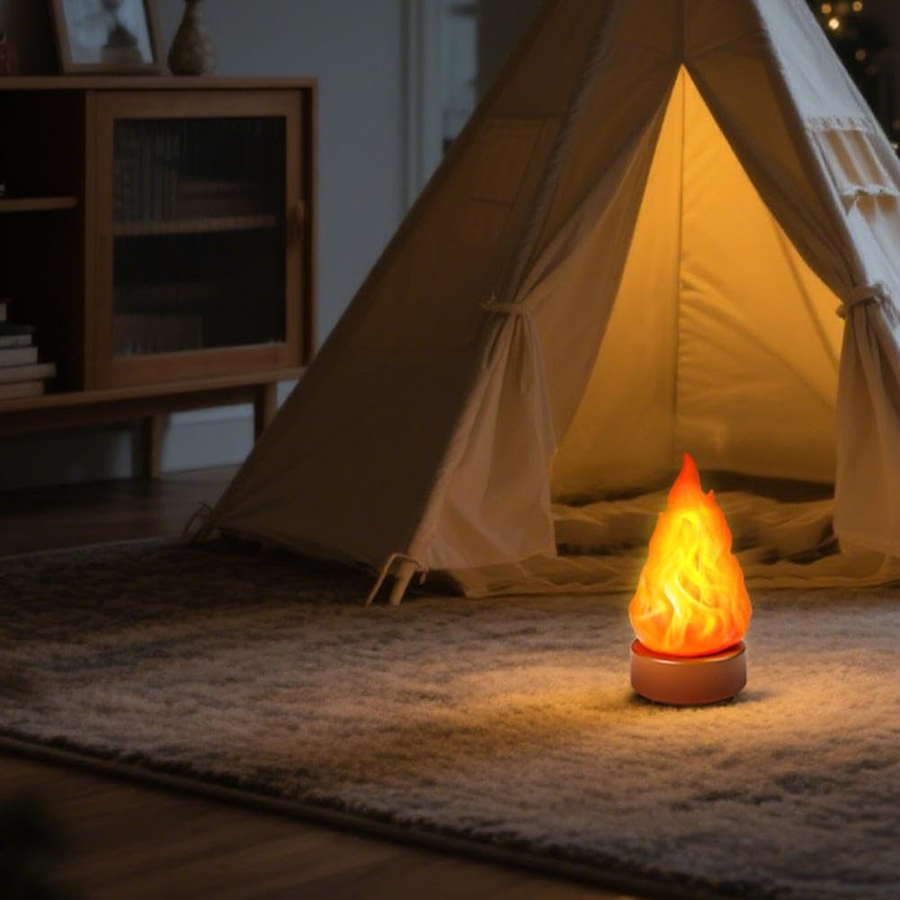 Lampada Notturna A Fiamma 3D 12 Cm A Batteria: Luce Led Realistica A Forma Di Ceppo Per Atmosfera Romantica In Salotto, Camera Da Letto O Caffetteria