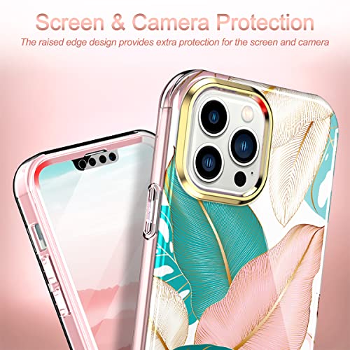 Sterker For Iphone 13 Pro Max Phone Case, With Screen Protector Slim Shockproof Tpu+Hard Plastic Front Frame Bumper Hybrid Protective Case For Iphone 13 Pro Max (6.7") 5G, Pink #TOP2