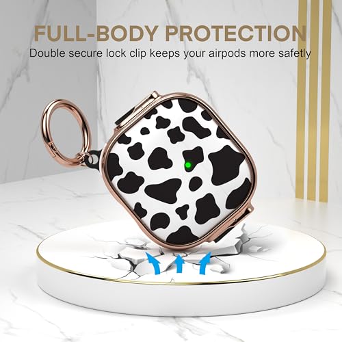 Image of Maxjoy for AirPods 4 Case with Lock, Cute AirPods 4 Case Lock Protective Hard AirPod 4 Generation Cover for Women Men with Keychain Clip for AirPod 4th Generation Cover 2024, Cow Print