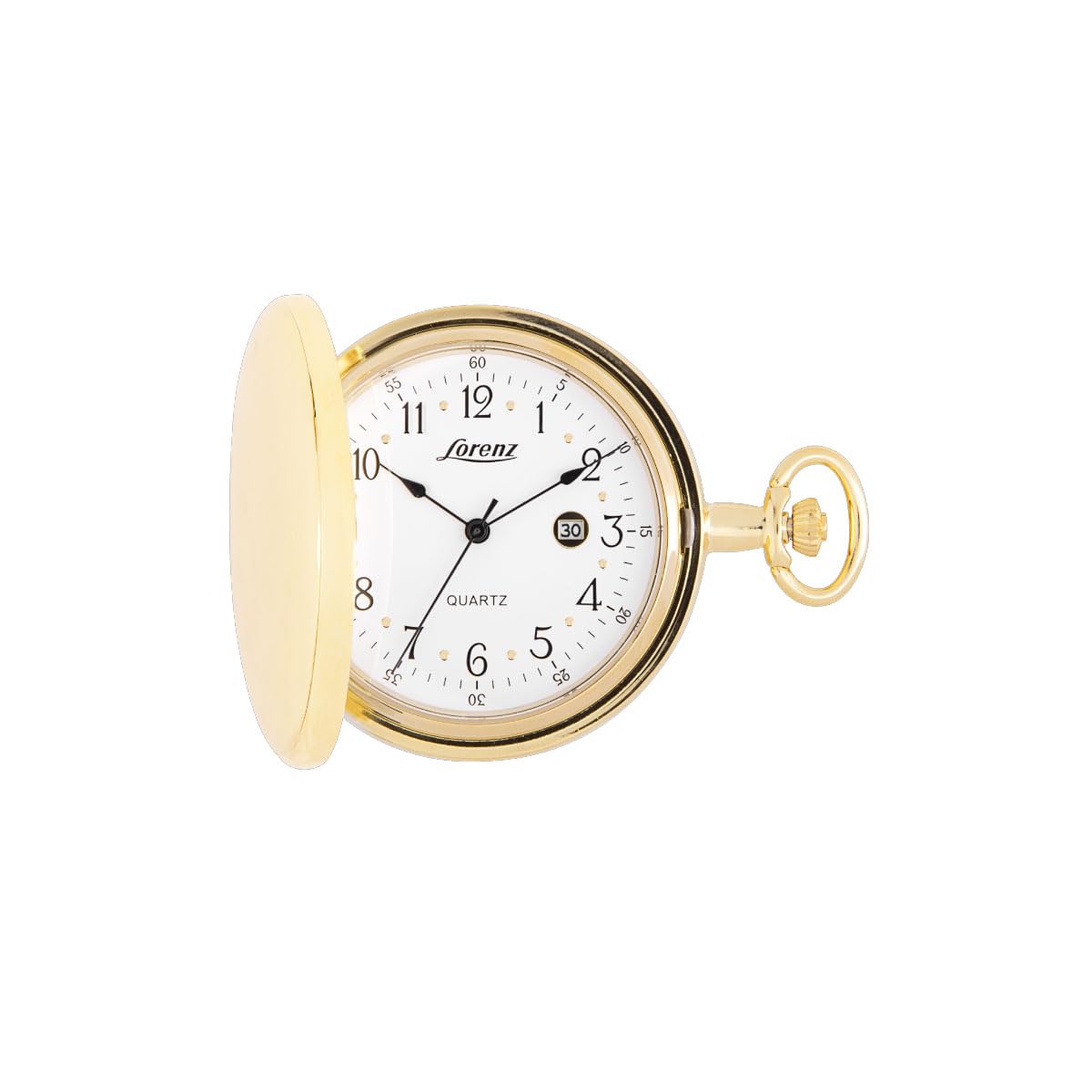 Lorenz Mirror 030270BB - Orologio da taschino al quarzo in acciaio inossidabile - Quadrante con numeri arabi - Inclusa nella confezione stand per appoggio e catena in acciaio