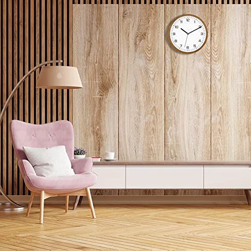 Foxtop Wood Wall Clock 12 Inch Silent Non-Ticking Battery Operated Quartz Round Wooden Wall Clock Decorative For Kitchen Bedroom Living Room Home Office Decor #TOP7