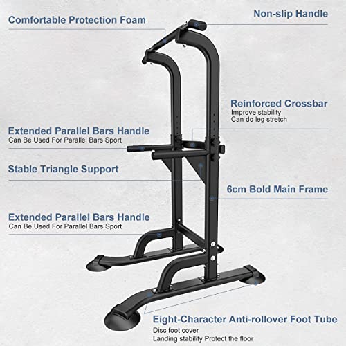 Image of Power Tower Pull Up & Dip Station Multi-Function Home Strength Training Fitness Workout Station Height Adjustable