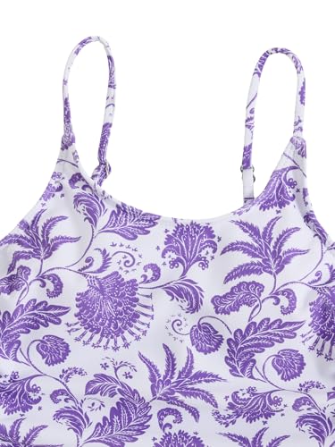 Image of Milumia Girl's Floral One Piece Swimsuit Bow Tie Side Spaghetti Strap Bathing Suit