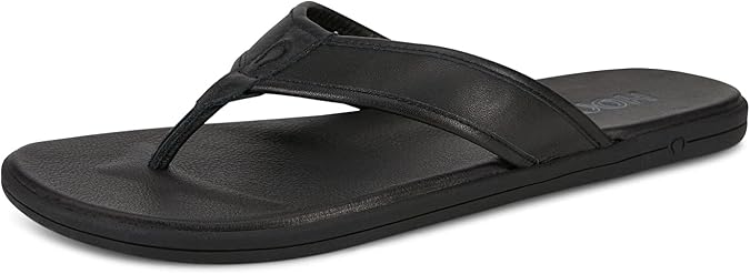 HORSE Mens Premium Leather, Molded footbed Flip Flop Sandals, Comfort Fit, Marengo