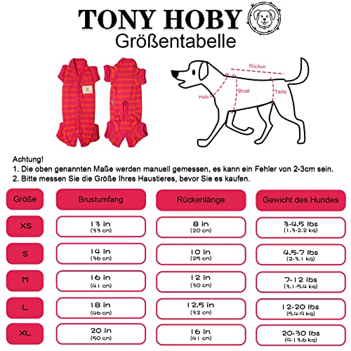TONY HOBY Shirts for Dogs, Dog Pajamas with Striped and 4 Legs Soft and Breathable Dog Tshirt Dog Clothes for Small Medium Large Dogs (Boys-Red, M) – Bild 3