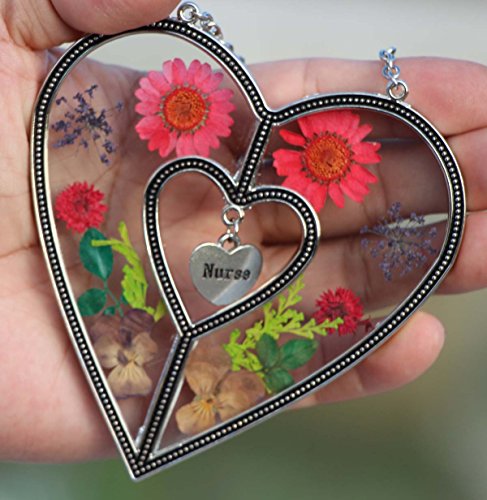image for KY&BOSAM Nurse Heart Suncatchers Stained Glass Suncatchers for Windows