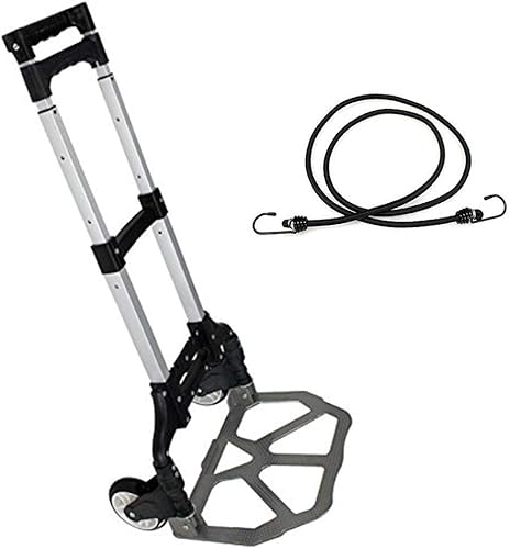 Smartxchoices Camión de mano plegable, carrito de carrito con ruedas y mango telescópico, cuerda elástica, carrito de equipaje de aluminio portátil,