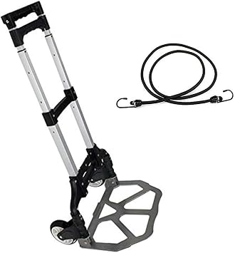 Folding Hand Truck, Dolly Cart with Wheels & Telescoping Handle, Bungee Cord, Portable Aluminum Luggage Cart, Personal Trolley for Indoor Outdoor Travel Shopping Moving, 176 lb Capacity