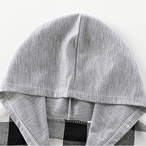 Toddler Baby Boys Girls Plaid Hooded Button Down Shirt Long Sleeve Jacket Spring Fall Shirts Shacket Cardigan Coat4