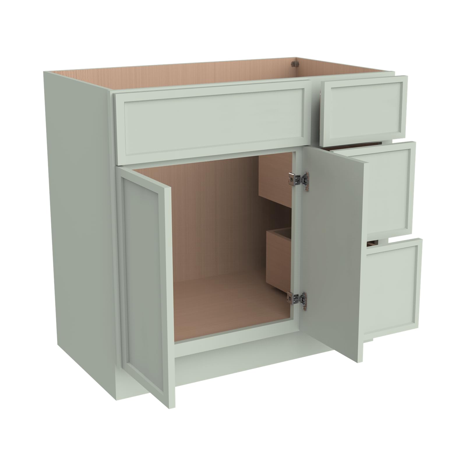 CozyHommie Solid Wood RTA 36" Bathroom Vanity Single-Sink Drawer Base Cabinet Sink Storage Cabinet with Soft-Close 2 Doors and 3 Right Drawers (