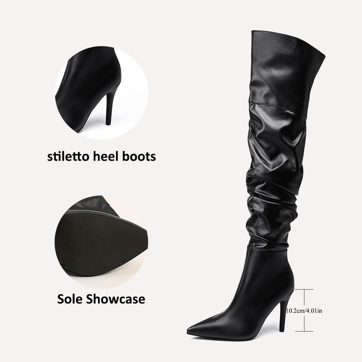 Feinlina Nero Over The Knee coscia stivali alti per le donne Sexy Pointed Toe Side Zipper Leather Pleaser stivali