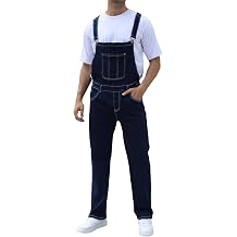 Mens Denim Bib Overalls Fashion Jean Jumpsuit | Relaxed Fit Work Coveralls