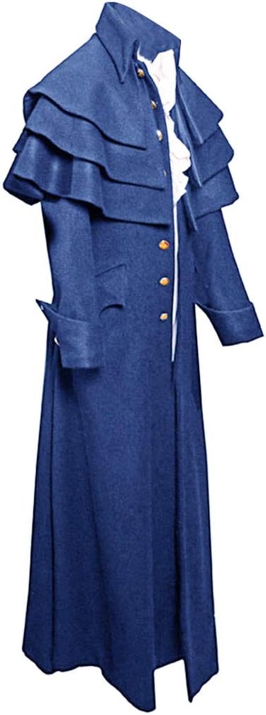 Mens Halloween Costumes Adult Funny, Gothic Costume Men, Casual Lapel Collar Medieval Renaissance Trench Coat Steampunk Gothic Costumes Single Breasted Halloween Uniform Palace Style Vintage Tailcoat