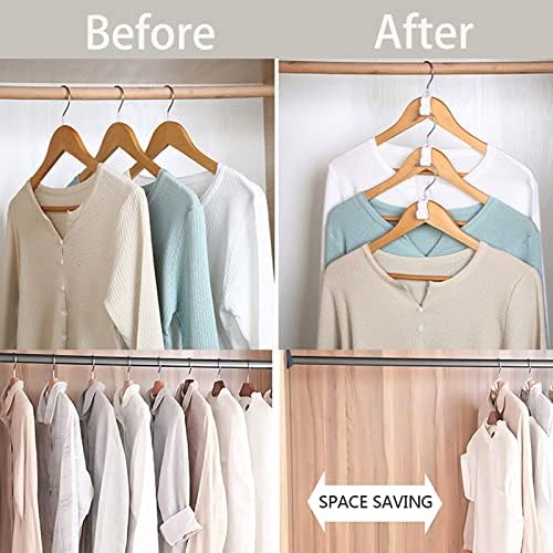 Hanger Hooks,20Pcs Space Saving Hangers,Multi-Layer Coat Hangers for Clothes Wardrobe Organiser Clothes Hangers Connector Hooks for Clothes,Wardrobes,Garderobe,Cascading Hanger,Stacker Closet-White