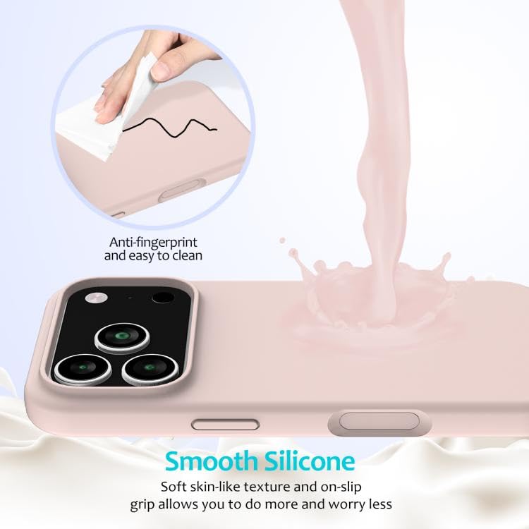 Image of Back Cover Compatible with iPhone 17 Pro Max Case Liquid Silicone Full Protection Shock Proof Back Cover for iPhone 17 Pro Max (Sand Pink)