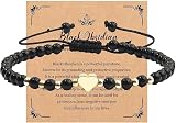 Obsidian Bracelet,Protection Bracelet Women,Healing Gemstone Beaded Bracelets with Gold Heart Pendant,Adjustable Crystal Bracelets,Jewelry Gifts for Girlfriend,Mother's Birthday,Valentine's Day