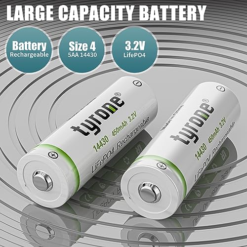 image for tyrone 14430 3.2 Volt Rechargeable Solar Battery, 3.2V 450mAh 14430 Re