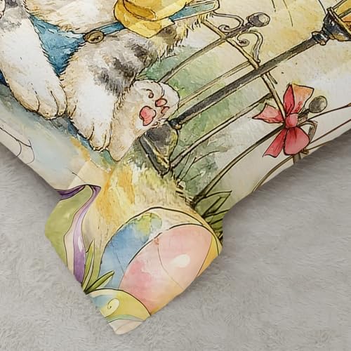 Image of AILONEN Cute Kitten Comforter Full Size 3-Piece Watercolor Cat Bedding Whimsical Bow Tie Pet Quilted Cover Teens Dorm Room Decor Aesthetic Animal Duvet Alternative Light Breathable Bedspread
