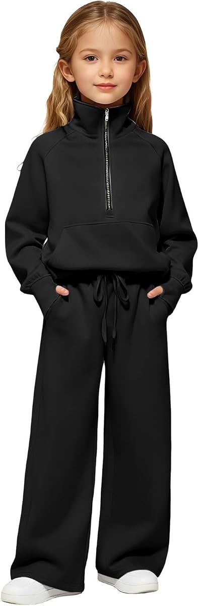 Conjunto para niños, holgado, informal, de manga larga, con cremallera, sudadera, pantalones de chándal, cómodo, suave, a la moda, lindo, ligero, sólido