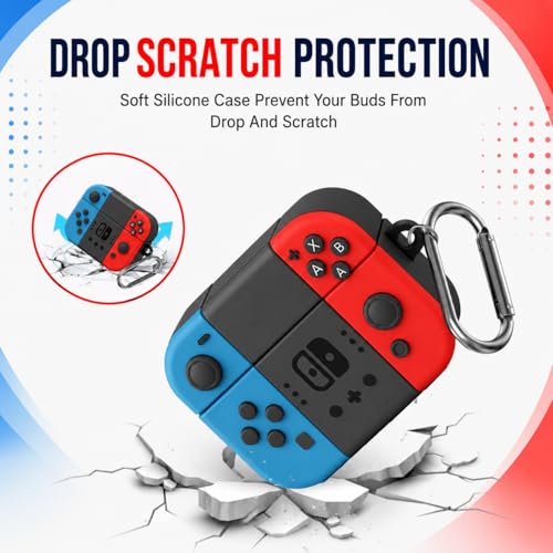 Image of New Silicone Case Compatible with Oneplus Buds Nord 3 Pro (2024) Protective Soft Silicone 360 Full Protection Dust-Proof Shockproof Case Cover with Hook (Cover Only) (Game)