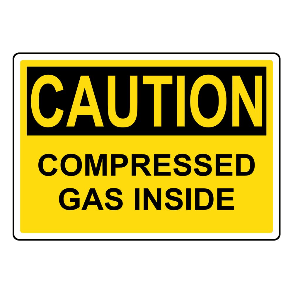 peiyeety Compressed Gas Inside Caution Safety Vintage Metal Tin Sign Wall Art Decor for Factory Lab Industrial Facility Rustic Plaque for Gas Storage Safety Area 6x8 Inch