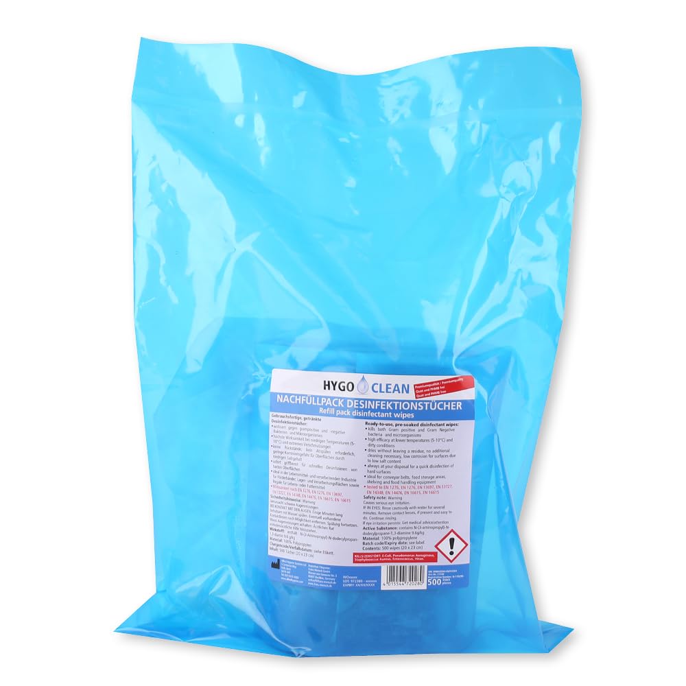 3x500 Stk Desinfektionstücher, FRANZ MENSCH, Spenderdose, blau, alkoholfrei | Nachfüllpack, PP, 20 x 23,5cm, Schnell-Desinfektionstücher, Reinigungstücher, surface wipes, Hygiene, Flächenreinigung