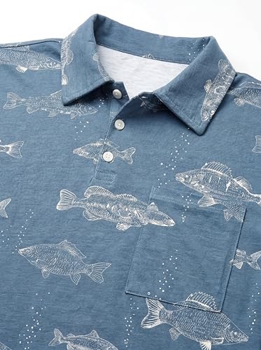 Image of Unique Baby Boys Daddy and Me Matching Fish Pattern Polo Shirt