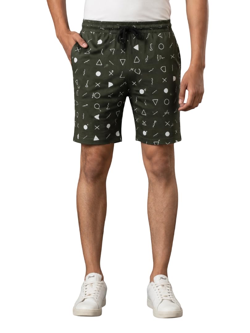 alza Men Black Printed Cotton Shorts | Elastic Waistband with Drawstring | Comfortable Casual & Loungewear Shorts-picture-28