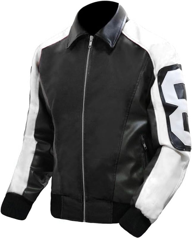 Image of 8 Pool Bomber Jacket- Faux Leather Seinfeld David Puddy Eight ball Lettermen Jacket - 90's Bomber Jacket