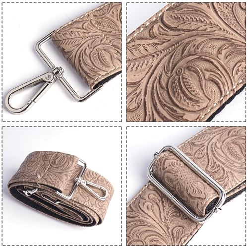 Image of Purse Straps Replacement Crossbody,Crochet Purse Strap for Handbags,Wide Shoulder Straps for Bags(5-Carved Apricot)