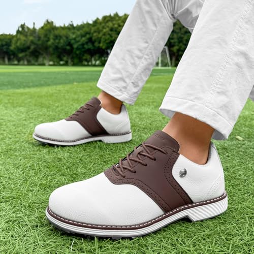 Image of Spikes Golf Shoes Men Professional Golf Shoes Waterproof Walking Footwears for Golfers Outdoor Gym Sneakers