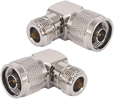 Boobrie 2-Pack N Type Adapter Right Angle Connector N Male to N Type Female 90 Degree Low Loss Coax Cable Adapter for Ham Radio Antenna Cable Cell Phone Signal Booster (NOT for TV)