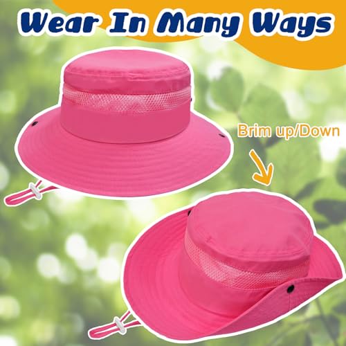 Image of Outdoor Kids Sun Hat for Boys Girls Wide Brim Mesh Bucket Hat UPF 50+ Sun Protection Breathable Summer Fishing Safari Hat