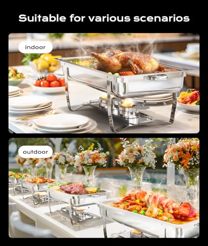 image for Tatakoii Chafing Dishes for Buffet 4 Pack, [Ultrasonic Mirror Polishin