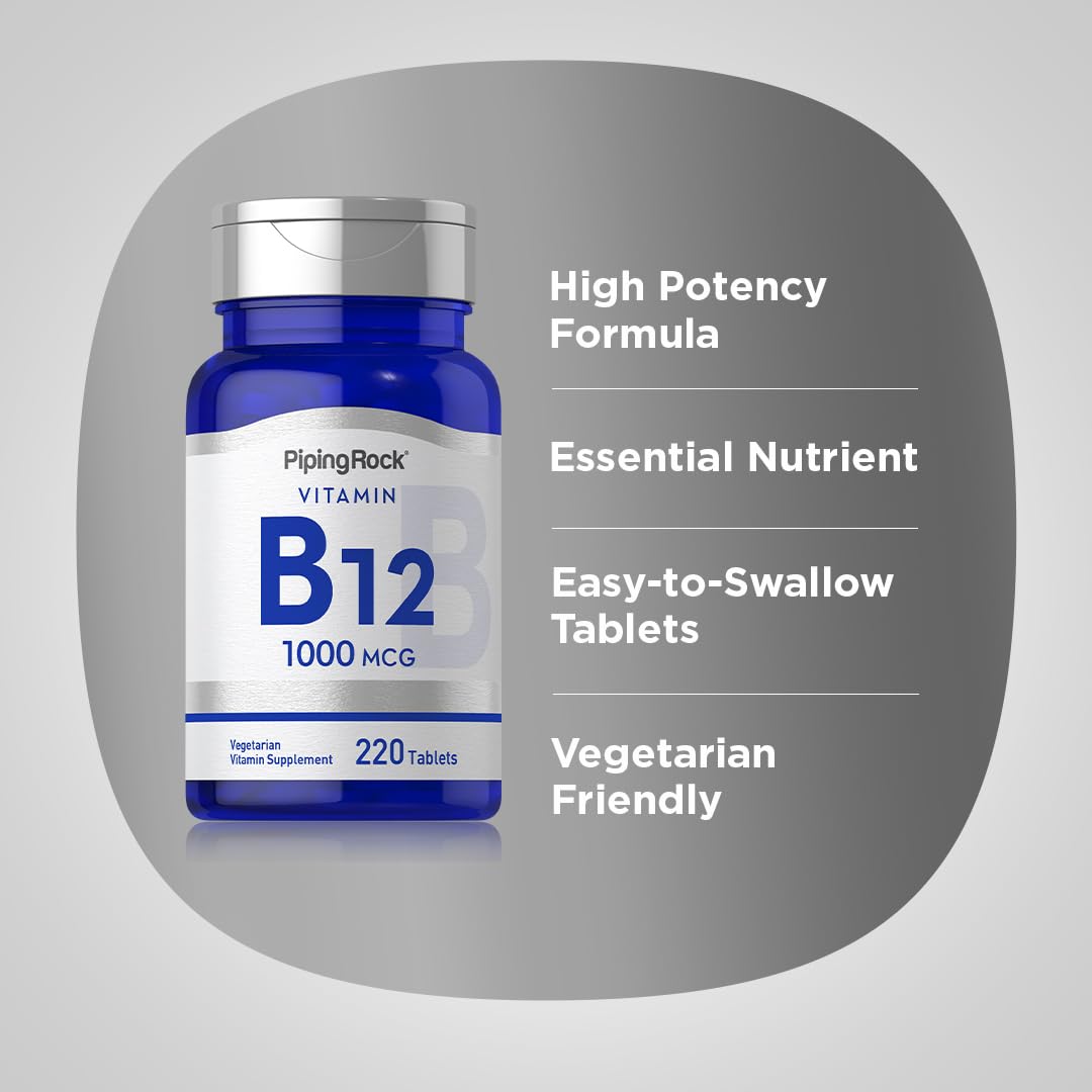 Piping Rock Vitamin B12 1000 mcg | 220 Tablets | as Cyanocobalamin — Amazon image 4