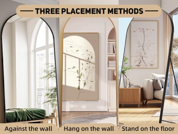Black Arched Full Length Mirror, 71x32 Big Oversized Mirrors with Stand, Aluminum Full Length Floor Mirror with Arched-Top, Floor Standing Mirrors for Bedroom, Living Room