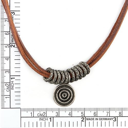 COOLSTEELANDBEYOND Swirl Circle Charm Pendant Leather Necklace for Men and Women, Vintage, Leather Cord - Image 4