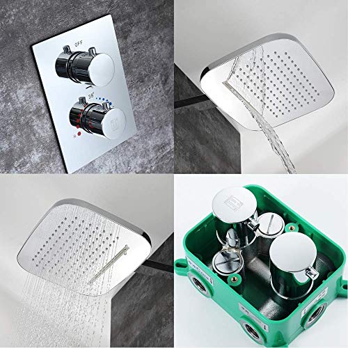 Ensemble de douche à effet pluie en chrome poli CHEWYNP pour salle de bain luxueuse